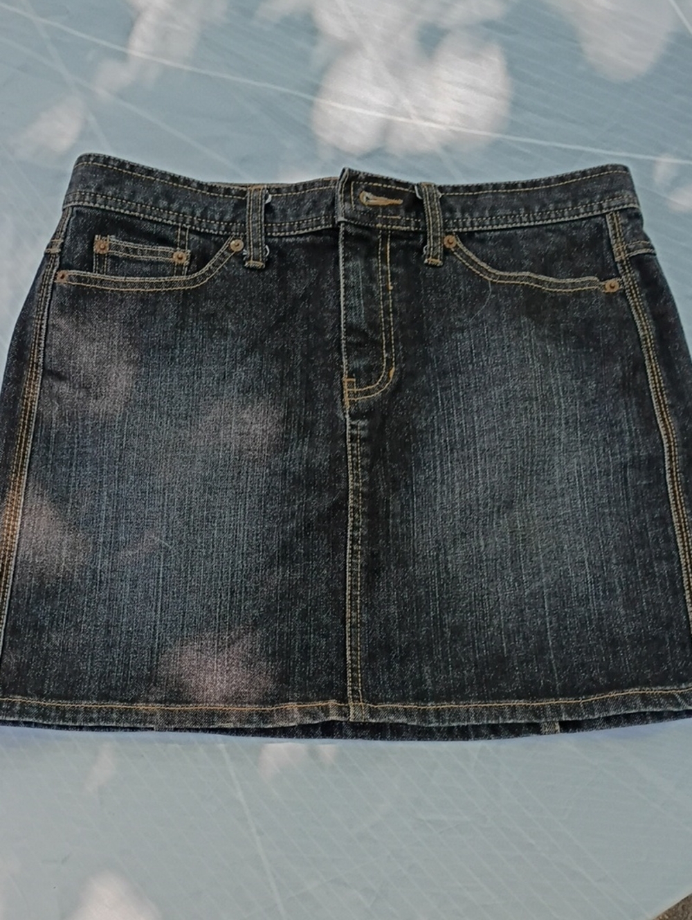 GAP Dark Denim Mini Skirt with Contrast Stitching